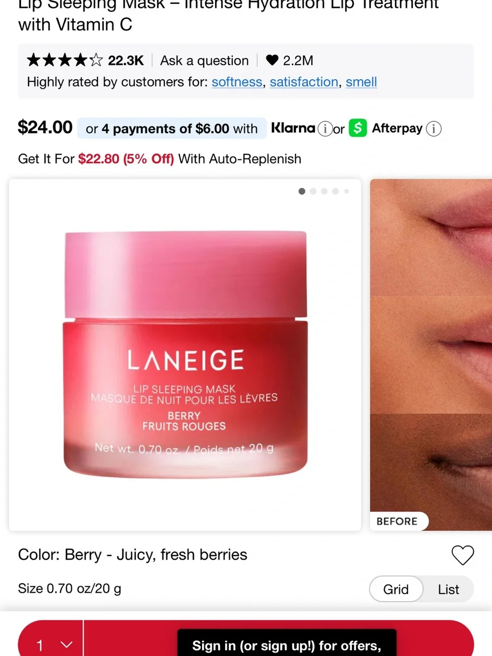 LANEIGE Lip Sleeping Mask - Vibrant Red Box